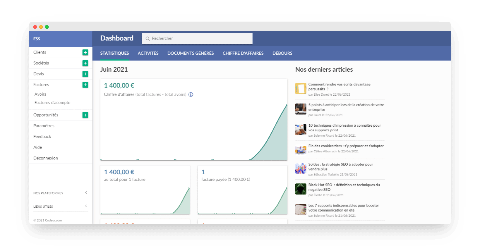 découvrez notre logiciel de facturation gratuit, conçu pour simplifier la gestion de vos factures et optimiser votre temps. gérez facilement vos clients, créez des devis et factures professionnelles en quelques clics, tout en offrant une solution intuitive et accessible à tous.